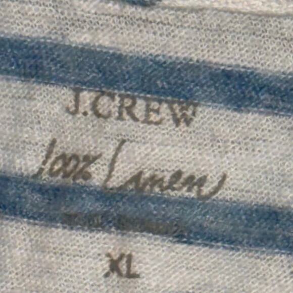 J.Crew 100% Linen Striped V-Neck Tee – Size XL – Light Blue & White - Picture 5 of 5